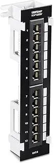 TRENDnet 12-Port Cat6 Unshielded Patch Panel, TC-P12C6V, Wall Mount, Included 89D Bracket, Vertical or Horizontal Installation, Compatible w/ Cat5e & Cat6 RJ45 Cabling, 110 IDC Type Terminal Blocks