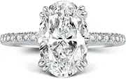 [PAFIDDY] 3.5CT Oval Cut Engagement Ring for Women, White Sapphire Ring,18K White Gold Plated 925 Sterling Silver Promise Ring