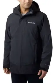 Columbia Men's Lhotse III Interchange Black Jacket - Big 1X Omni-Tech Orig. $270