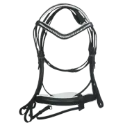 Leather Bridle white Crystal Brow-band Leather Nose-Band With Padded Free Ship