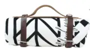 Genuine leather carrying handle strap picnic rug beach towel yoga mat tan bag