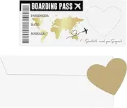 5 PCS Travel Ticket Scratch-off Card, Airline Ticket with Scratch Surface, Personalised Scratch Card, Surprise Trip Reveal (Gold)