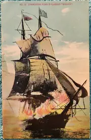 Commodore Perry's Flagship Niagara 1930's Unused Vintage Postcard