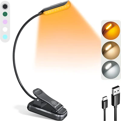 Luz De Libro LED Liviana De 10 Piezas 80 Horas Para Leer En La Cama Recargable