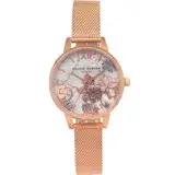 OLIVIA BURTON OB16CS06 魔法花園 玫瑰金色金屬網狀錶帶 女錶30mm