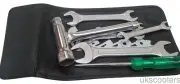 ukscooters VESPA HANDY TOOLKIT & BLACK GENUINE LEATHER POUCH PLUG SPANNER 8 PC
