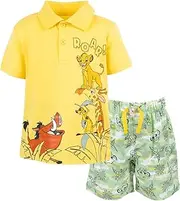 [Disney] Lion King The Toddler Boys Polo Shirt Shorts Set Yellow/Green 3T