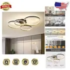 Elegant Gold Flush Mount Ceiling Lamp - Dimmable LED Light with Remote Control