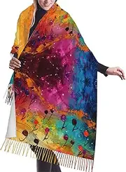 [DRTGEDS] Colorful Music Notes Scarfs For Women Fall Winter Scarves Pashmina Shawls And Wraps For All Season Christmas Gift