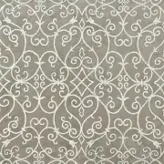 Thibaut Positano 839T7690 Metallic Silver Background White Scrolling Design