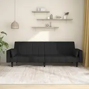 Black Fabric 2-Seater Sofa Bed with Pillows, Foldable Sleeper Couch for Living Room, Comfy Convertible Lounge Furniture - Small Space Sofa, Twin Size Bed