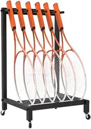 Tennis Racquet Storage Rack with Wheel,Badminton Racket Display Rack,Sports Equipment Organiser,Can Store 7 Rackets,for Fitness Gym Schools,Bearing Weight 20kg