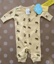 NWT Gymboree 2006 WELL LOVED Yellow Bear Print One Piece Romper Preemie 7lb