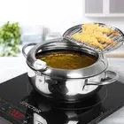 TOQUE 24Cm Japanese Deep Frying Pan Pot Thermometer Kitchen Tempura Fryer Silver