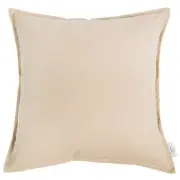100% Premium Cotton Home Decor Cushion/Throw Pillow (With Insert) Soy Bean/White