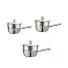 Saucepan with Steamer Long Handle Milk Pot for Indoor Camping Reheating Soup