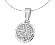 Silver Circle Pendant Necklace Studded with Cubic Zirconias