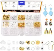 Tanstic 1430Pcs Earring Backs Kit, Metal Rubber Silver Gold Earring Backings Bullet Shape Earring Safety Backs with Earring Posts, Earring Hooks and Jump Rings for Earring Making