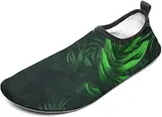 [BTCOWZRV] Water Shoes for Women Men Green Tropical Jungle Plant Water Sports Shoes Slip-on Breathable Lightweight Athletic Aqua Sock