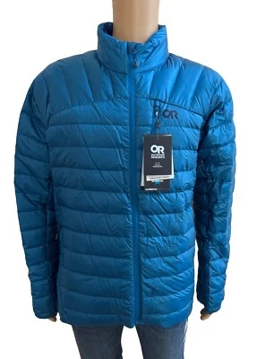 Outdoor Research Men Helium 800 Down Jacket Coat Cascade Bright Blue YKK XL