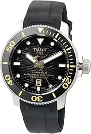 [Tissot] Mens Seastar 2000 Professional Powermatic 80 316L Stainless Steel case Automatic Watch, Black, Rubber, 22 (T1206071744101), Black, Modern