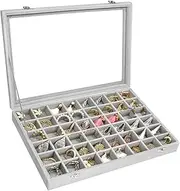 Siveit Jewelry Tray Organizer Box 48 Grid Jewelry Display Organizer Box (48 Grid, Grey)