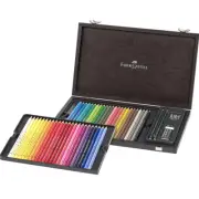 NEW 48x Faber-Castell Polychromos Coloured Pencils Wooden Box Case Set