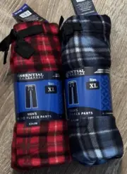 2 Pair Men’s Lounge Sleep PJ Pant Micro Fleece Plaid XL Essential Sleepwear