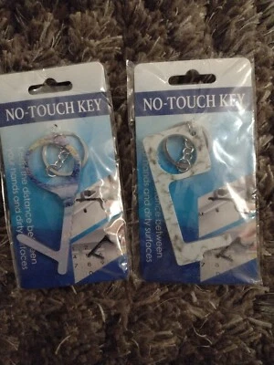 2 NO TOUCH KEY CHAIN TOUCHLESS PUSH BUTTONS & HANDS FREE DOOR OPENER ACRYLIC