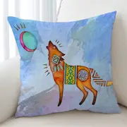 Native American Wild Animal Art Painted Wolf Cushion Cover