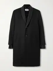 [Maison Margiela] Maison Margiela - Satin And Shell-trimmed Wool And Silk-blend Twill Coat - Black - IT44 IT 44 Black