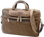 Slim Leather Laptop Bag for Men and Women Suitable for 14 Inch 15 Inch 15.6 Inch Laptops Notebooks Leather Shoulder Bag Slim Computer Bag Slim Notebook Bag, Buff Natural Brown, M
