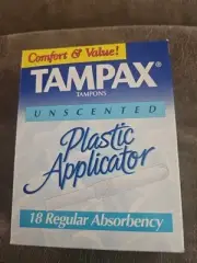 VINTAGE 90's TAMPAX 18 Unscented Regular TAMPONS BOX Non Applicator 1996 New