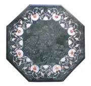 1'x1' Green Marble Center Table Top Mother of Pearl Mosaic Inlay Furniture Decor