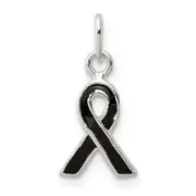 Sterling Silver Black Enameled Awareness Charm
