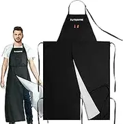 Potterhyme Reusable Full Coverage Waterproof Pottery Apron Split Leg - 100% Lined Polyester Apron For Men & Women - For Ceramic Wheel Throwing, Woodturning, Painting, and Clay or Tattoo Artists, Black