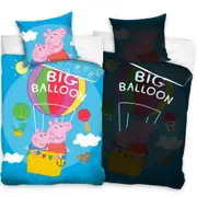 Peppa Pig Big Balloon Glow in the Dark Cotton Quilt Cover Set - Single Bed Size