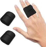 Finger Splints, 2 Pcs Reusable Double Finger Sleeves Protectors, Breathable and Adjustable, Compression Elastic Brace Wrap Straps for Sport, Basketball, Badminton, Tennis, Volleyball (Black)