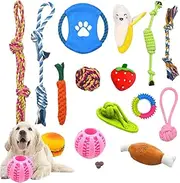 Rope Dog Toy,Puppy Rope Toy - Bite-Proof Feeder Tug Treat Ball Calming Teething Knot Set for Yard Large Breed Kitten Indoor Play Accessories