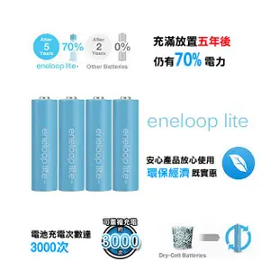 Panasonic eneloop lite 3號4入低自放鎳氫充電電池 藍鑽輕量款 現貨 蝦皮直送