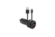 3sixT Dual USB Car Charger 5.4A w 1m USB-C Cable Cord For Smartphones White