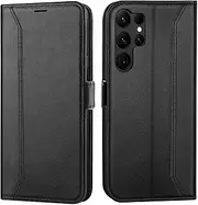 Verco Mobile Phone Case for Samsung Galaxy S23 Ultra, 6.8 Inch Premium Flip Case for Samsung S23 Ultra 5G Case Book Case Black