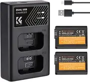 xinyee Camera Battery & Charger Kit with 2-slot Battery Charger + 2pcs NP-FW50 Batteries 7.4V 1100mAh + Type-C Charging Cable Replacement for A7/Alpha 7R/A7R/A7 II/A7S/A7S