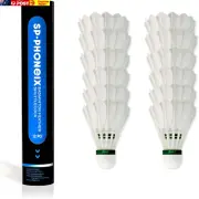 12-Pack Goose Feather Badminton Shuttlecocks with High Durability Badminton Bird