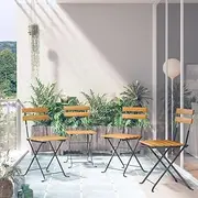 Folding Bistro Chair Outdoor Furniture for Backyard Deck 4 pcs Solid Acacia Wood