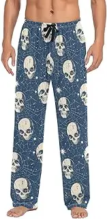 [AIXIWAWA] Mens Pajama Pants-Skull Retro, Soft Sleep Lounge Pajamas Bottoms with Pockets Drawstring S