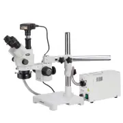 3.5X-45X Simul-Focal Stereo Lockable Zoom Microscope + Fiber Optic Ringlight + 3