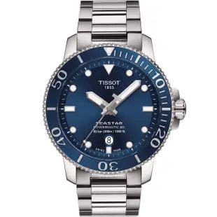 【TISSOT 天梭 官方授權】Seastar 海星陶瓷表圈300米潛水機械錶(T1204071104103)