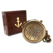 Second Star to The Right J. M. Barrie Peter Pan Engraved Brass Compass with W...