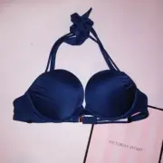 Victoria Secret Swim Bikini Top 34A Bombshell Push Up Blue Adds 2 Cup Size